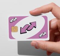 Uno kaart roze pinpas sticker