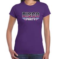 Disco party feest - t-shirt - paars - voor dames - feestkleding - 70s / 80s / 90s
