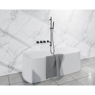 Fortifura Nebbio Badcombinatie-set - thermostaatkraan - inbouwdeel - glijstang - gladde doucheslang - staaf handdouche - uitbreiding inbouwdeel - uitloop - mat zwart SW1183065 SW1111528 SW706210 SW496811 SW1183076 SW