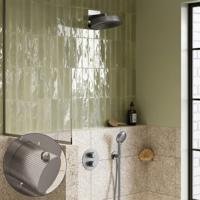 Regendouche set SaniClear Evolution Stripes | 30 cm | Incl.Inbouwdeel | 2 standen handdouche | RVS