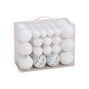 Kerstboomversiering 50x witte plastic kerstballen   -