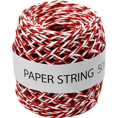 Creativ Company Papierkoord, dikte 1 mm, rood/wit, 50 m/ 1 rol
