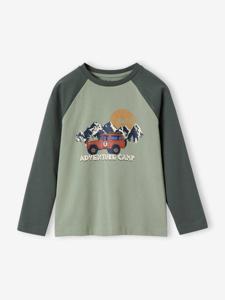 Oeko-Tex® grafisch jongens-T-shirt met raglanmouwen kaki