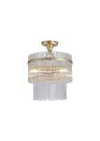Plafondlamp Lara 3Lt Gold Metal, Clear Glass Rods