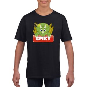 T-shirt zwart voor kinderen met Spiky de dinosaurus