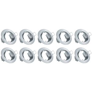 Spot Armatuur 10 Pack - Trion - GU10 Inbouwspot - Rond - Chroom - Aluminium - Kantelbaar Ø83mm