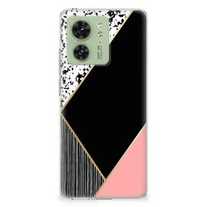 Motorola Edge 40 TPU Hoesje Zwart Roze Vormen