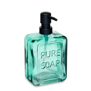 Luxe zeeppompje/dispenser PURE - groen transparant - glas - 18 x 10 cm - 570 ml