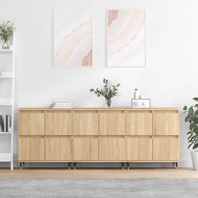 Dressoirs 3 st bewerkt hout sonoma eiken