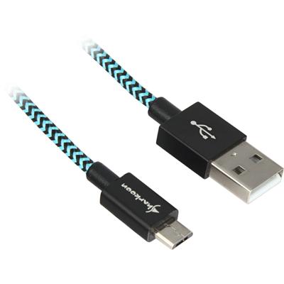 Sharkoon usb 2.0 kabel, usb-a > micro-usb b (zwart/lichtblauw, 3 meter)