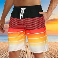 Voor heren Boardshorts Zwemshorts Lange zwembroeken Zomer korte broeken Strandshorts Trekkoord met Mesh-voering Elastische taille Grafisch Streep Ademend Sneldrogend Korte Casual Dagelijks Feestdagen Lightinthebox - thumbnail