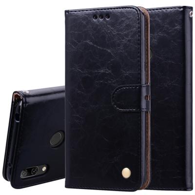 Business Style olie Wax textuur horizontale Flip lederen case voor Huawei Y7 (2019) met houder & card slots & portemonnee (zwart)