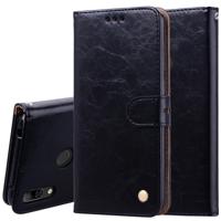 Business Style olie Wax textuur horizontale Flip lederen case voor Huawei Y7 (2019) met houder & card slots & portemonnee (zwart)