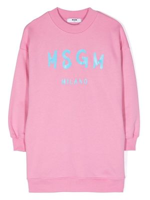 MSGM Kids robe-pull à logo imprimé - Rose