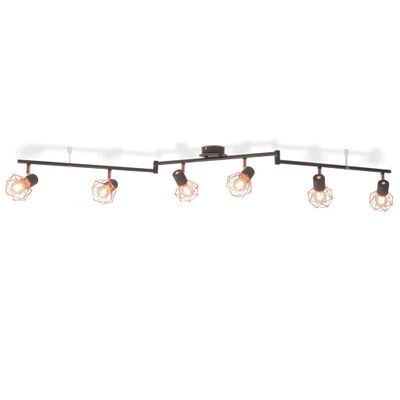 vidaXL Plafondlamp met 6 spotlights E14 zwart en koper vidaXL Plafondlamp met 6 spotlights E14 zwart en koper