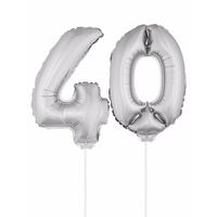 Folie ballonnen cijfer 40 zilver 41 cm   -