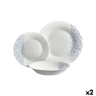 Serviesset Vivalto Blauw Wit Opaal glas Regen 18 Onderdelen (2 Stuks)