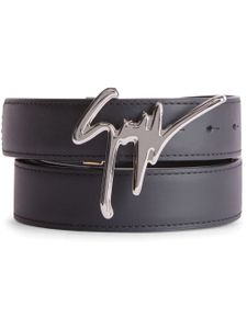 Giuseppe Zanotti ceinture en cuir à boucle logo - Noir