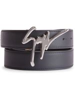 Giuseppe Zanotti ceinture en cuir à boucle logo - Noir - thumbnail