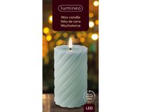 LED kaars d7.5h15 cm blauw/warm wit kerst - Lumineo