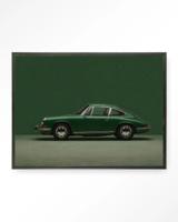 Urban Cotton Wandkleed 'Green Porsche' 80 x 110cm in Floating Frame - black