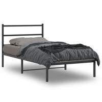 Bedframe met hoofdbord metaal zwart 100x190 cm - thumbnail