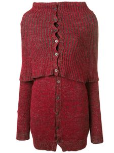 Yohji Yamamoto Pre-Owned cardigan nervuré à col cheminée - Rouge