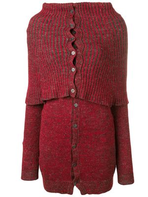 Yohji Yamamoto Pre-Owned cardigan nervuré à col cheminée - Rouge