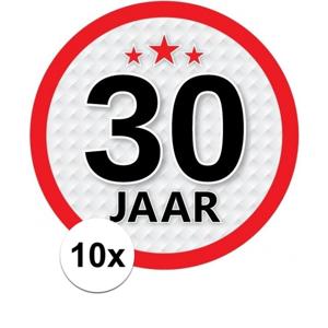 10x 30 jaar leeftijd sticker - rond - dia 15 cm - 30 jaar verjaardag/jubileum/leeftijd versiering