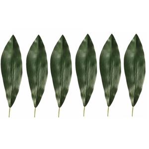 Kunst Aspidistra blad - 6x - 75 cm - donkergroen - kunstplant bladeren/stelen