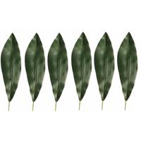 Kunst Aspidistra blad - 6x - 75 cm - donkergroen - kunstplant bladeren/stelen