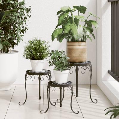 VidaXL Plantenstandaards 3 st keramiek zwart en wit
