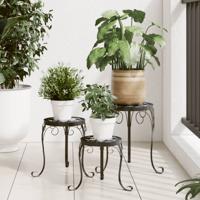 VidaXL Plantenstandaards 3 st keramiek zwart en wit VidaXL Plantenstandaards 3 st keramiek zwart en wit