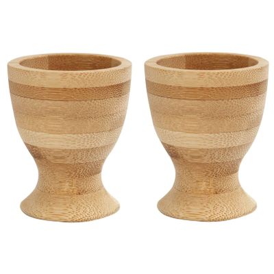 4x stuks eierdopjes van hout 6 cm