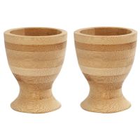 4x stuks eierdopjes van hout 6 cm - thumbnail