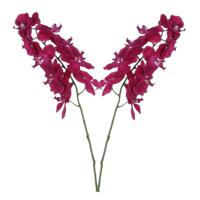 Kunstbloem Orchidee tak - 2x - diep roze - 71 cm - losse steel - Kunst zijdebloemen - thumbnail