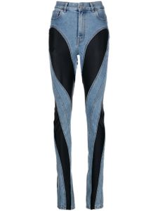 Mugler jean slim à empiècements contrastants - Bleu