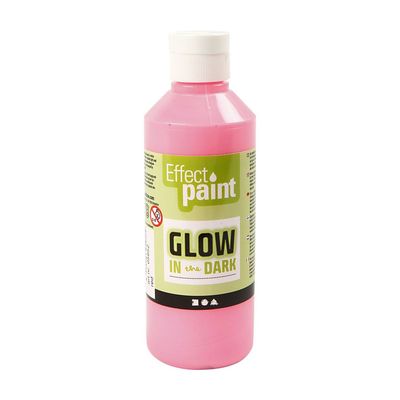Creativ Company Glow in the dark verf - lichtrood, 250ml