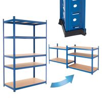 Werkplaatsplank blauw, 200x100x50 cm, gemaakt van gepoedercoat metaal en MDF-hout, tot 350 kg - thumbnail