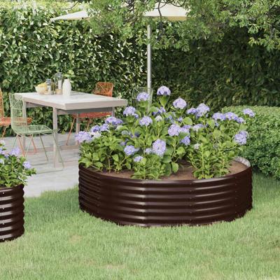 VidaXL Plantenbak 140x140x36 cm gegalvaniseerd staal bruin