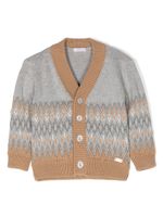 Le Bebé Enfant cardigan en coton à motif intarsia - Gris