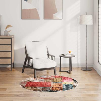 VidaXL Vloerkleed wasbaar anti-slip patchwork ø120 cm meerkleurig