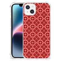 Apple iPhone 14 Plus Doorzichtige Silicone Hoesje Batik Rood - thumbnail