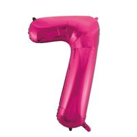 Cijfer 7 folie ballon roze van 86 cm