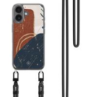 iPhone 16 hoesje met zwart koord - Abstract terracotta
