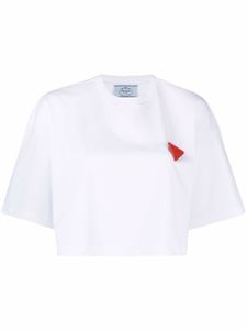 Prada t-shirt crop à détail de broche - Blanc