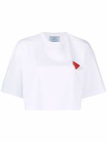 Prada t-shirt crop à détail de broche - Blanc