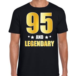 95 and legendary verjaardag cadeau t-shirt goud 95 jaar zwart voor heren