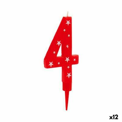 Kaars Verjaardag Cijfer 4 (12 Stuks)