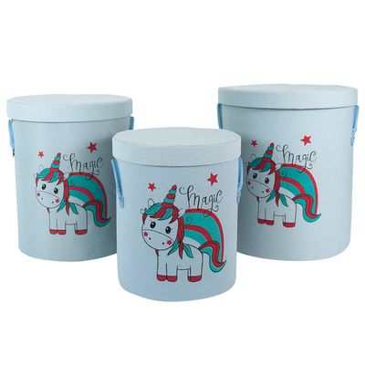 Gebor - Leuke Set Van 3 Was- En Opbergmanden – 73l / 55l / 34l – Blauw - Unicorn – Wasmand – Opbergmand – Gebor - Leuke Set Van 3 Was- En Opbergmanden – 73l / 55l / 34l – Blauw - Unicorn – Wasmand – Opbergmand –